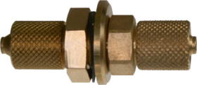 Bulkhead fitting, L 32 mm, brass, for 5 x 1 tubing, 50.056