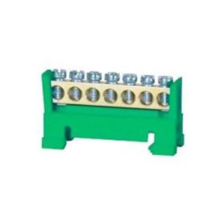 Listwa zaciskowa niska na szynę 7-torowa zielona TH35 E.4020