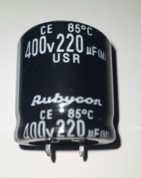 Kondensator elektrolityczny 220uF 400V 85' 25X35mm RUBYCON cena netto