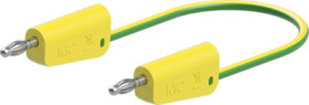 Measuring lead with (4 mm lamella plug, straight) to (4 mm lamella plug, straight), 750 mm, green/yellow, silicone, 2.5 mm², 64.