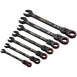 Draper Expert 03927 HI-TORQ&#xAE; M Flex Hd Rtch Spanner Set 7 Pc Black