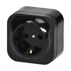 Gniazdo 230V Schuko czarne natynkowe - seria TODO