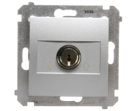Simon 54 Łącznik żaluzjowy na kluczyk trzypozycyjny /I-0-II/ srebrny mat DPZK.01/43