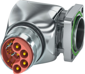 Surface-mounting plug, M23, 15 pole, crimp connection, standard/SPEEDCON locking system, angled, 1568968