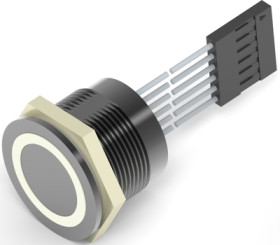 Vandal-proof pushbutton, 1 pole, black, illuminated  (RGB), 1 A/24 VDC, mounting Ø 22.2 mm, IP68, 2342842-2