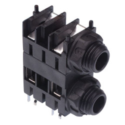 6.35mm Mono PCB Dual StackJack Socket FCR1120