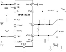 2.7-V to 16-V input, 20-A synchronous step-down converter with remote sense and hiccup current limit