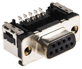 Złącze D-Sub 9-pinowe Żeński Kąt prosty Montaż powierzchniowy raster 2.74mm Złoto