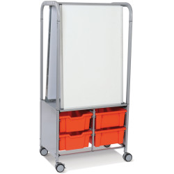 MakerHub Trolley With 2 Magnetic Boards &amp; Tropical Orange Gratnells Trays