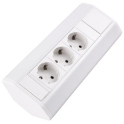 Gniazdo meblowe narożne CORNER BOX białe potrójne 3x [2P+Z] Schuko 16A z przewodem 1,8m
