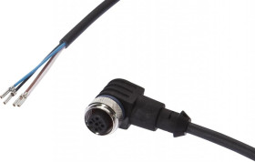 VKB00321, Kabel przyłączeniowy, 20m, M12 żeński 4pin kątowy, Końcówka wolna, 4 żyły, PUR, Ø4,7mm