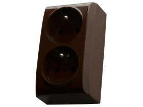 BIS Gniazdo podwójne z uziemieniem z funkcją niezamienności faz brązowy GN-2BC/24 OSPEL