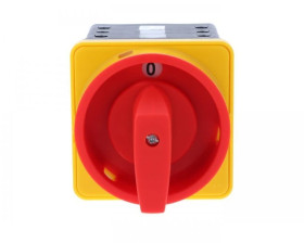 Łącznik krzywkowy 80A przełącznik zmiany kierunku obrotów L-O-P mocowanie do pulpitu czoło zamykane żółto-czerwone SK80-3.8368\P