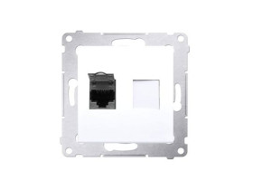 SIMON 54 Gniazdo komputerowe RJ45 białe kat.6 ekranowane z przesłoną przeciwkurzową D61E.01/11 KONTAKT SIMON