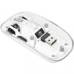 Myszka bezprzewodowa 2.4GHz RF USB 1600dpi przezroczysta, biała 190275