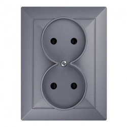 Gniazdo podwójne p/t 2x2P Pearl, 16A, 250V, PT-5 P, antracyt,OR-OE-7706/2P/A