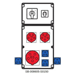 Rozdzielnica 0-1(63A) 0-1(16A) 1x5x63A 2x5x16A 4x3x16A INA=63A SB-008605-S0150-54