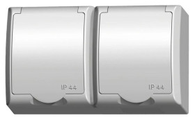 FALA Gniazdo hermetyczne podwójne z/u Schuko IP44 z przesłonami klapka biała GNH-2HSP/00/w