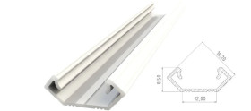profil ALU kątowy 45st, lakierowany biały, dł. 2020, max szer taśmy 12mm