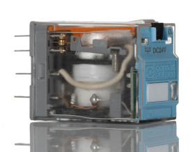 Przekaźnik mocy 24V dc DPDT Releco 1.2W, Wciskane 50Ω Wciskane