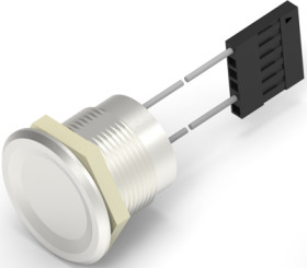 Vandal-proof pushbutton, 1 pole, silver, unlit , 1 A/24 VDC, mounting Ø 19.2 mm, IP68, 2342841-1