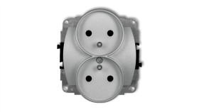 Trend Gniazdo Podwójne Z/U Srebrny Metalik 7Gpr-2Zp