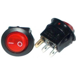 Łącznik okrągły czerwony 230V 6A do wbudow. podśw.