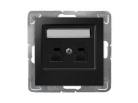 IMPRESJA Gniazdo telefoniczne podwójne równoległe czarny metalik GPT-2YR/m/33 OSPEL