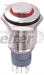 Przeł. przycisk. okrągły ON-(ON) wyst. czerw. 12V