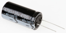 Kondensator 4700μF 35V dc Radialny, Otwór przelotowy RS PRO roztaw: 7.5mm 18 (Dia.) x 36mm