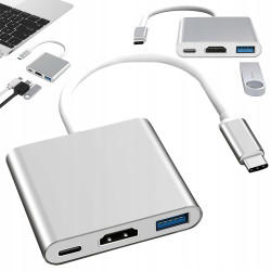 PRZEJŚCIÓWKA DO MONITORA TELEWIZORA ADAPTER 3W1 HUB USB-C USB 3.0 HDMI 4K