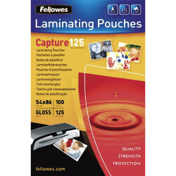 Fellowes 5306302 Laminating Pouches 54x86mm 125 Micron Gloss 100 Pack