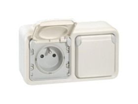 PLEXO IP55 Gniazdo podwójne z uziemieniem poziome biały/ ecru 069642 LEGRAND