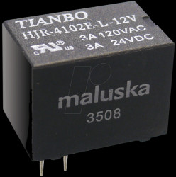 HJR4102E-L-5VDC-S-Z Miniature relay, 1 changeover contact, 3 A, sealed, 5 V