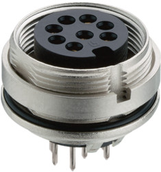 Panel socket, 6 pole, solder cup, screw locking, straight, 0307-2 06-1