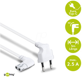 97357 Anschlusskabel Eurostecker beidseitig abgewinkelt, 5 m, Weiß