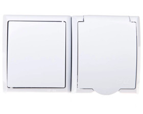 FALA Łącznik hermetyczny pojedynczy + gniazdo z/u z klapką białe ZH-Ł1G/00/w