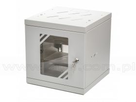 Szafa rack 6U, wisząca, 10 cali, 300mm gł., drzwi szklane, do montażu