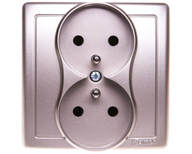 Simon Basic Gniazdo podwójne z/u 16A IP20 satyna metalizowana BMGZ2/29