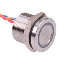 PBAR9AFB000A0W APEM White LED 5VDC Momentary NO 19mm Piezo Switch Prewired IP68