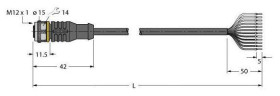 Turck 6625339 Kabel połączeniowy czujnika/aktuatora RKC12T-2/TXL, piny: 12, 2 m, 1 szt.