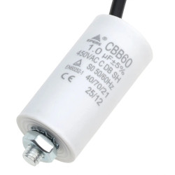 Kondensator rozruchowy do silnika 1uF 450VAC B class CBB60 przewód 15cm