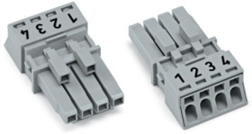 Socket, 4 pole, push-in, 1.5 mm², gray, 890-244