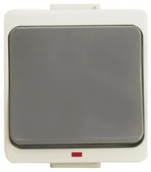 JANTAR-bis Łącznik dwubiegunowy z podświetleniem n/t IP44 szary WNT-9J-b/S