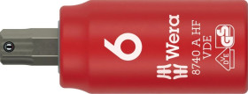 Klucz nasadowy trzpieniowy 8740 A VDE HF Zyklop, izolowany, 1/4, z funkcją przytrzymywania do śrub z gniazdem sześciokątnym, 6 x
