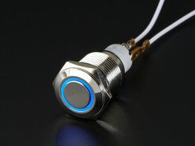 Adafruit Rugged Metal On/Off Switch with Blue LED Ring
