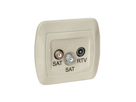 AKORD Gniazdo antenowe SAT/SAT/RTV końcowe beżowe częstotliwość dla wejścia SAT 5-2400MHz RTV 5-862MHz AZAR+SAT3.1-P2/12 KONTAKT