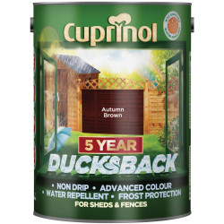 Cuprinol 5092442 Ducksback 5 Year Waterproof for Sheds &amp; Fences Autumn Brown 5L