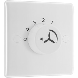 BG 887 White Nexus Moulded Single Fan Controller Switch 4 Speed 1 Way Rotary