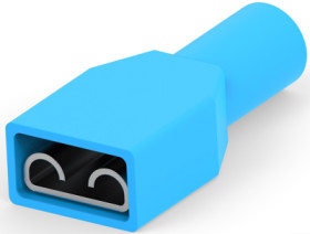 Insulated flat plug sleeve, 6.35 x 0.81 mm, 1.0 to 2.0 mm², AWG 17 to 14, brass, tin-plated, blue, 735159